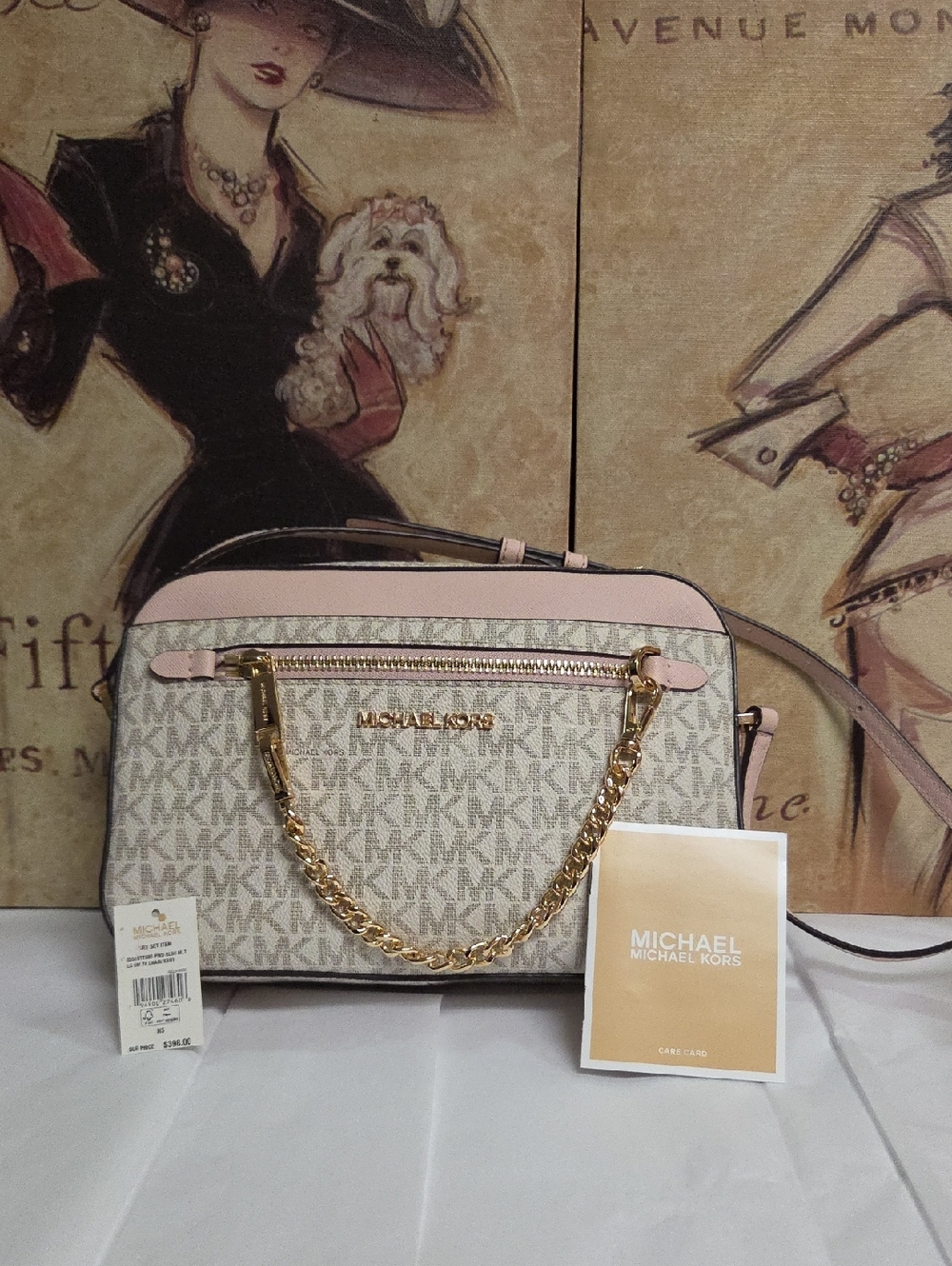 Michael Kors Pink and Signature Logo  Large Jet Set
